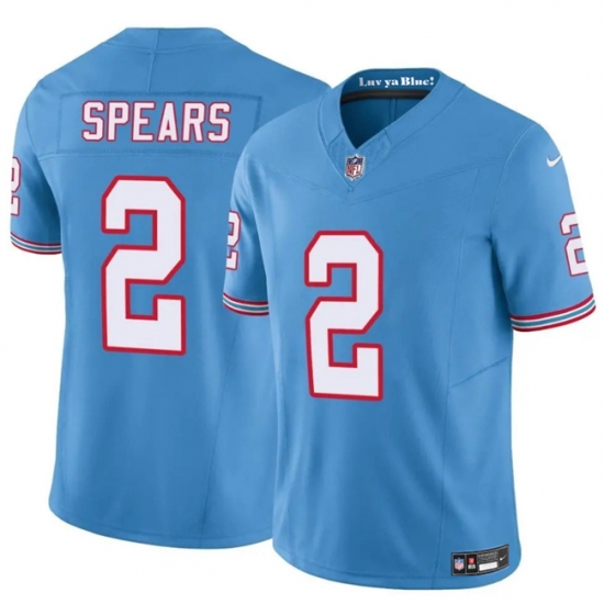 Men's Tennessee Titans #2 Tyjae Spears Blue 2024 F.U.S.E. Throwback Vapor Limited Stitched Football Jersey - Ujersey