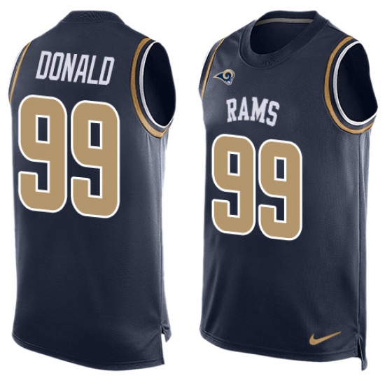 Men's Nike Los Angeles Rams #99 Aaron Donald Limited Navy Blue Player Name & Number Tank Top NFL Jersey - Ujersey