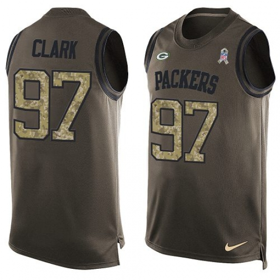Men's Nike Green Bay Packers #97 Kenny Clark Limited Green Salute to Service Tank Top NFL Jersey - Ujersey