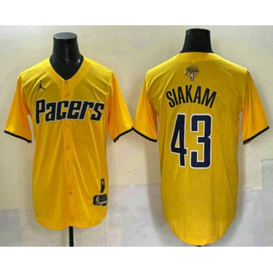 Men's Indiana Pacers #43 Pascal Siakam Yellow 2025 Finals Vapor Stitched Baseball Jersey - Ujersey
