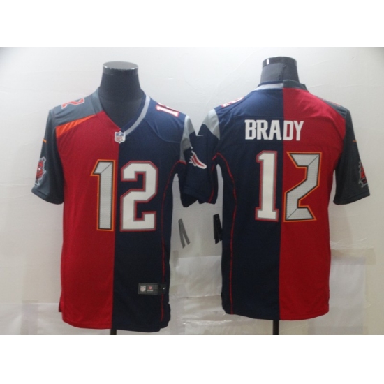 Men's Tampa Bay Buccaneers #12 Tom Brady Blue Red Limited Split Fashion Football Jersey - Ujersey