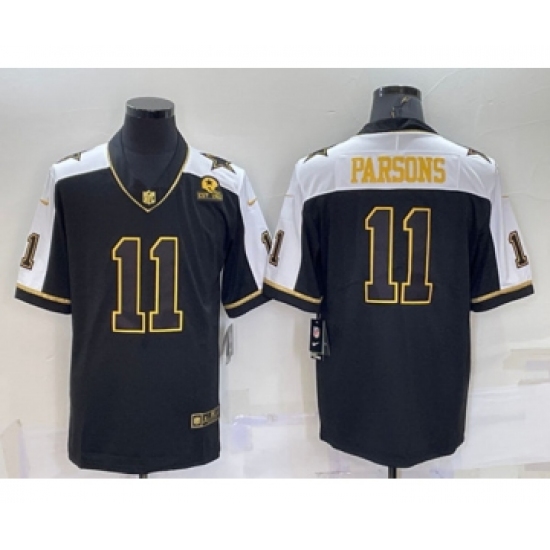 Men's Dallas Cowboys #11 Micah Parsons Black Gold Thanksgiving With Stitched Jersey - Ujersey