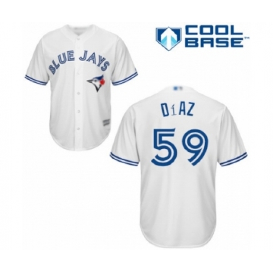 Youth Toronto Blue Jays #59 Yennsy Diaz Authentic White Home Baseball Player Jersey