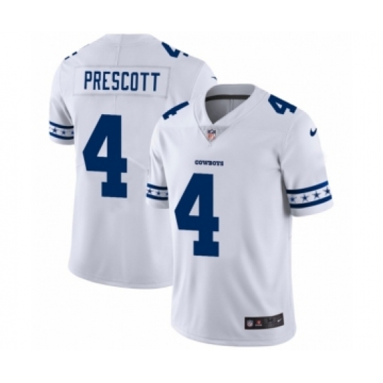 Men's Dallas Cowboys #4 Dak Prescott White Team Logo Cool Edition Jersey - Ujersey