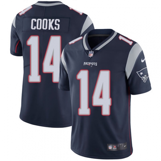 Men's Nike New England Patriots #14 Brandin Cooks Navy Blue Team Color Vapor Untouchable Limited Player NFL Jersey - Ujersey