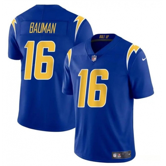 Men's Los Angeles Chargers #16 Casey Bauman Royal 2024 Vapor Limited Football Stitched Jersey - Ujersey