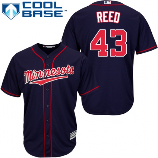Youth Majestic Minnesota Twins #43 Addison Reed Authentic Navy Blue Alternate Road Cool Base MLB Jersey - Ujersey