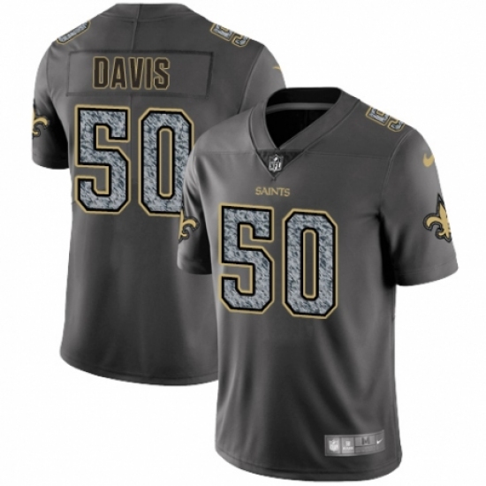 Men's Nike New Orleans Saints #50 DeMario Davis Gray Static Vapor Untouchable Limited NFL Jersey - Ujersey