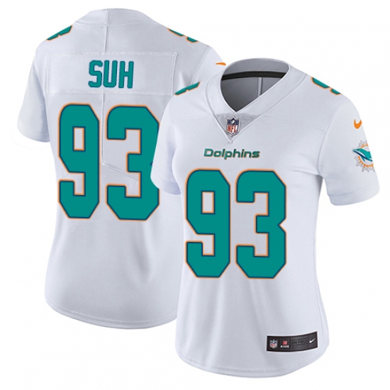 Women's Nike Miami Dolphins #93 Ndamukong Suh White Vapor Untouchable Limited Player NFL Jersey - Ujersey