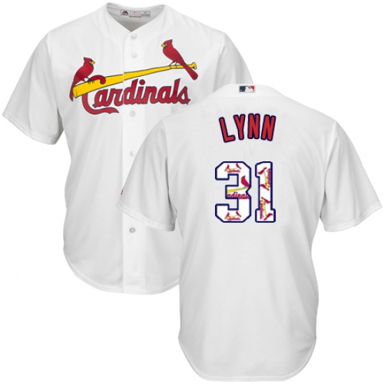 Men's Majestic St. Louis Cardinals #31 Lance Lynn Authentic White Team Logo Fashion Cool Base MLB Jersey - Ujersey