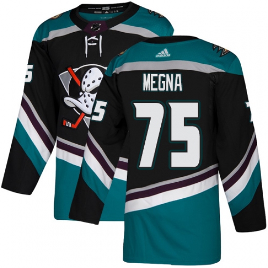 Men's Adidas Anaheim Ducks #75 Jaycob Megna Authentic Black Teal Third NHL Jersey - Ujersey