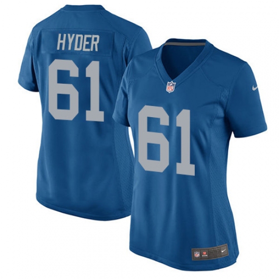 Women's Nike Detroit Lions #61 Kerry Hyder Game Blue Alternate NFL Jersey - Ujersey