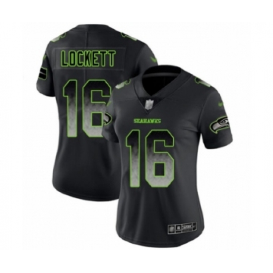 Women's Seattle Seahawks #16 Tyler Lockett Limited Black Smoke Fashion Football Jersey - Ujersey