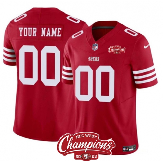 Men's San Francisco 49ers Active Player Custom Red 2023 F.U.S.E. NFC West Champions Patch Football Stitched Jersey - Ujersey