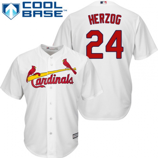 Youth Majestic St. Louis Cardinals #24 Whitey Herzog Authentic White Home Cool Base MLB Jersey - Ujersey