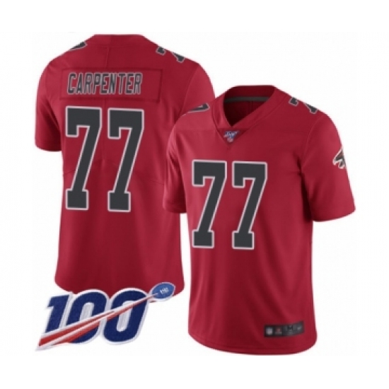 Men's Atlanta Falcons #77 James Carpenter Limited Red Rush Vapor Untouchable 100th Season Football Jersey - Ujersey