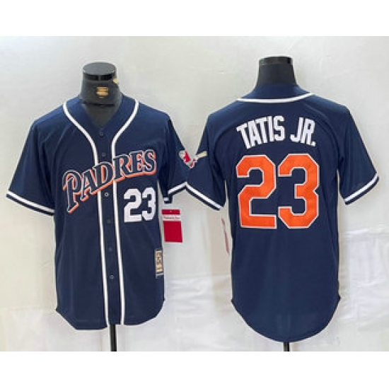 Men's San Diego Padres #23 Fernando Tatis Jr Navy Blue Stitched Cool Base Throwback Jersey - Ujersey