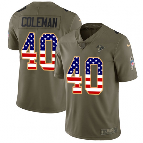 Youth Nike Atlanta Falcons #40 Derrick Coleman Limited Olive/USA Flag 2017 Salute to Service NFL Jersey - Ujersey