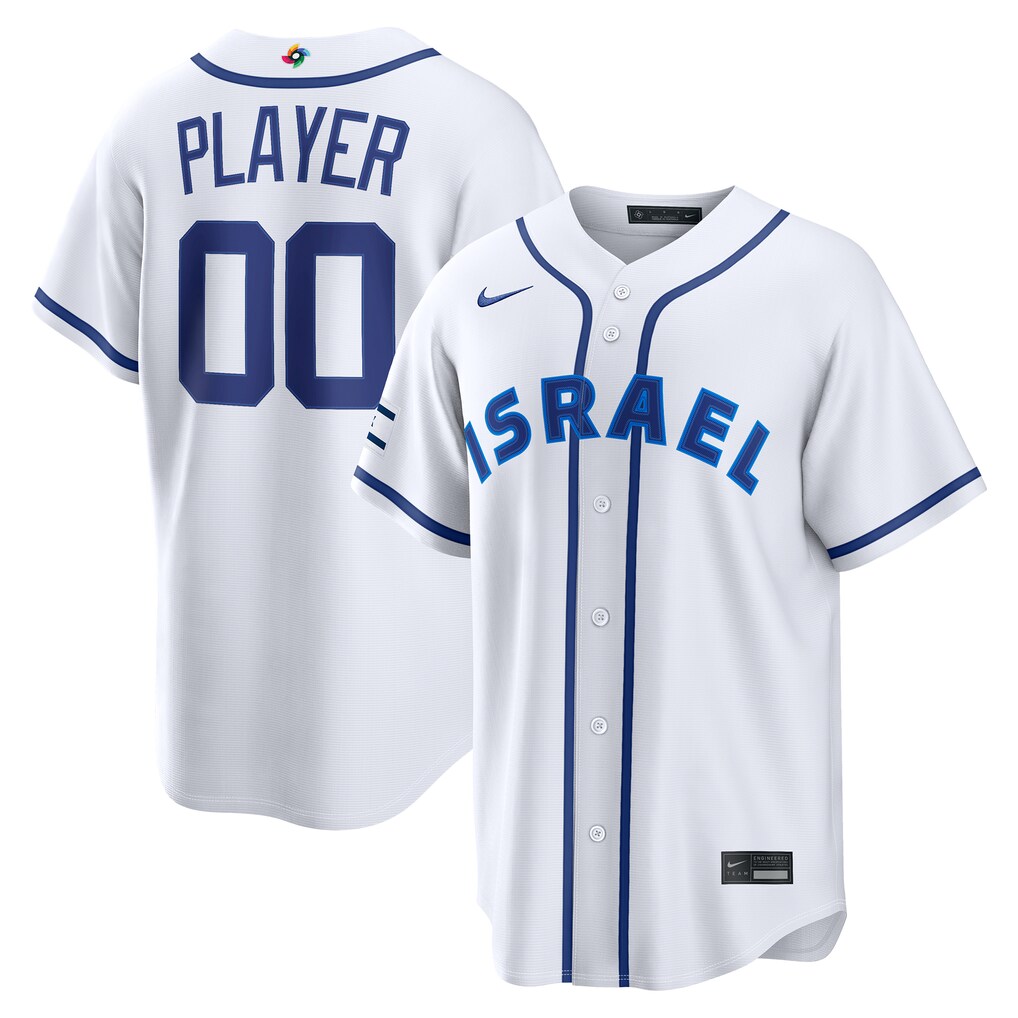 Men's Israel Baseball Nike White 2026 World Baseball Classic Home Pick-A-Player Jersey