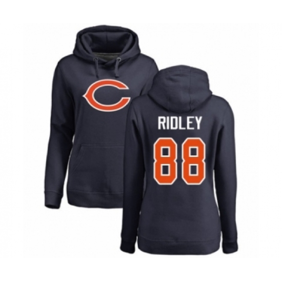 Football Women's Chicago Bears #88 Riley Ridley Navy Blue Name & Number Logo Pullover Hoodie - Ujersey