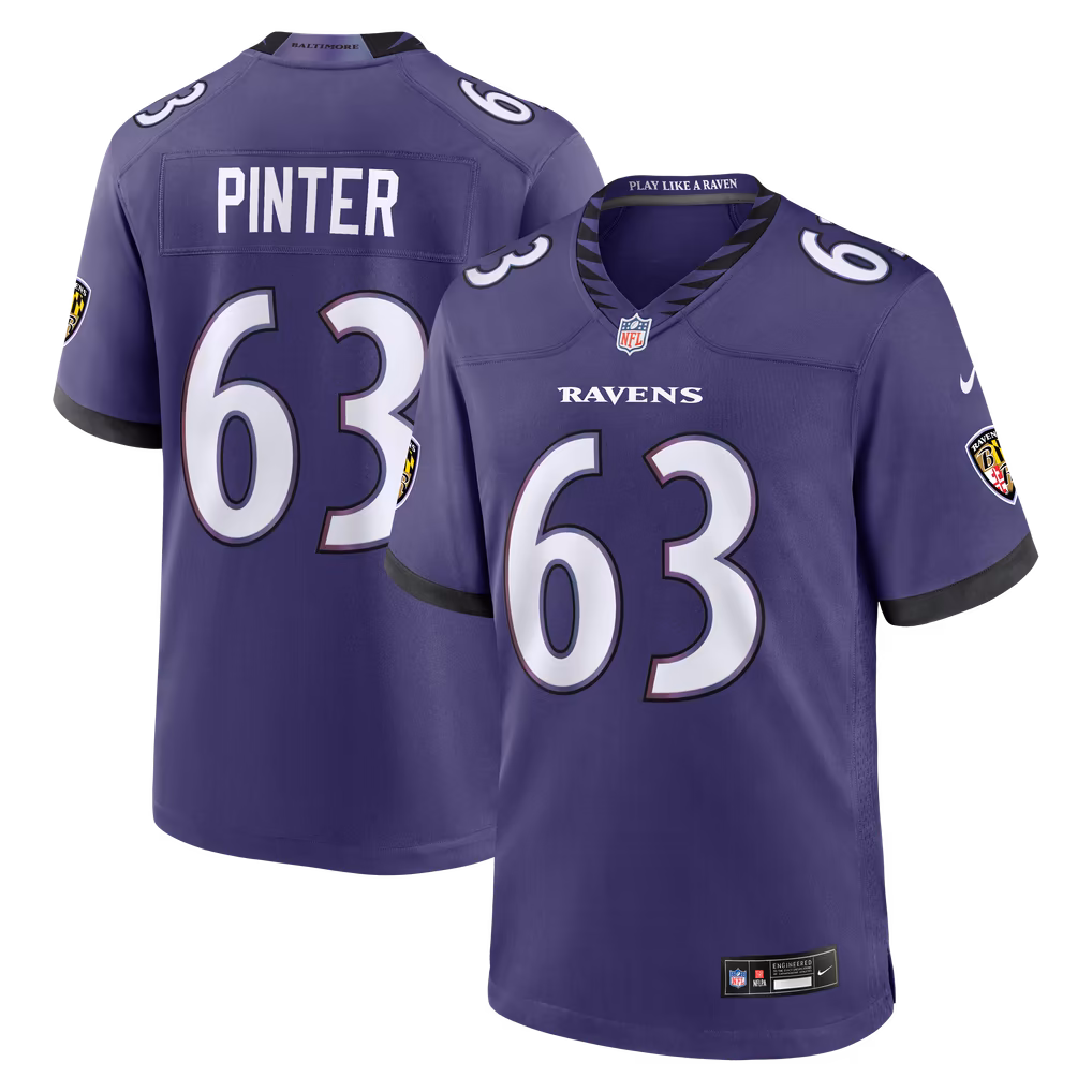 Men's Baltimore Ravens Danny Pinter Nike Purple Team Game Jersey - Ujersey
