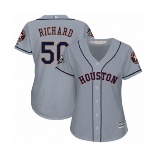 Women's Houston Astros #50 J.R. Richard Authentic Grey Road Cool Base 2019 World Series Bound Baseball Jersey - Ujersey