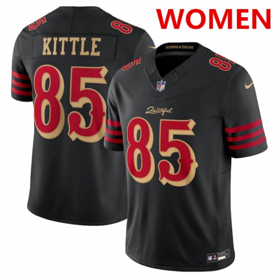 Women's San Francisco 49ers #85 George kittle Black 2025 F.U.S.E. “Rivalries” Vapor Limited Stitched Football Jersey(Run Small) - Ujersey