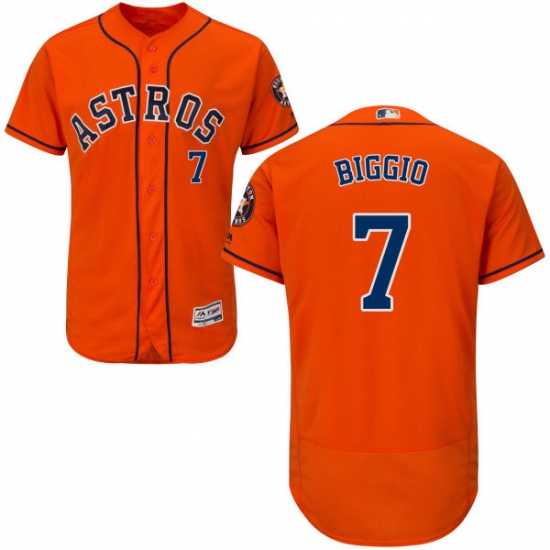 Men's Majestic Houston Astros #7 Craig Biggio Orange Alternate Flex Base Authentic Collection MLB Jersey - Ujersey