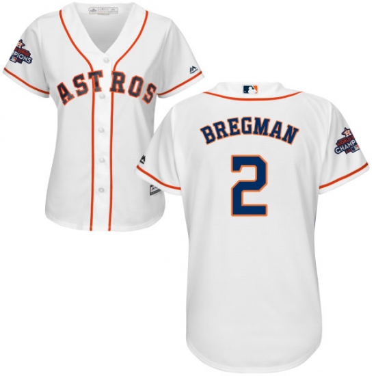 Women's Majestic Houston Astros #2 Alex Bregman Authentic White Home 2017 World Series Champions Cool Base MLB Jersey - Ujersey