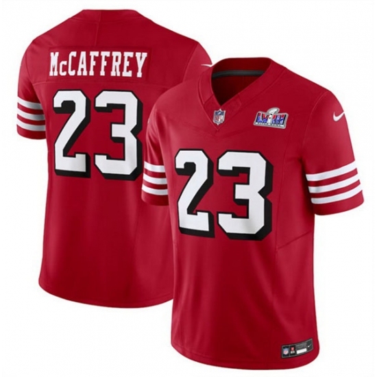 Men's San Francisco 49ers #23 Christian McCaffrey New Red 2023 F U S E Vapor Untouchable Limited Stitched Football 2024 Super Bowl LVIII Jersey - Ujersey