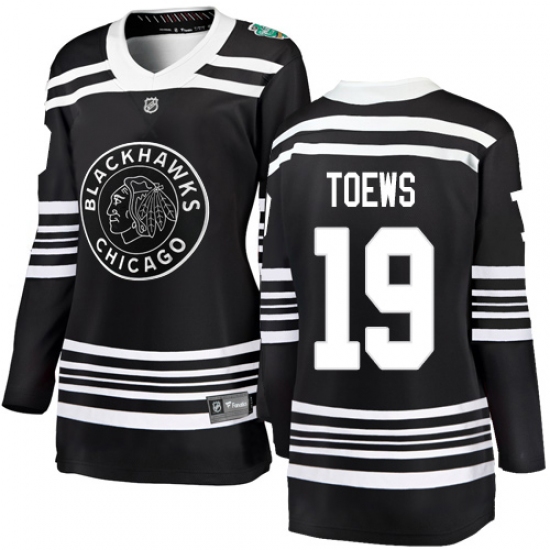 Women's Chicago Blackhawks #19 Jonathan Toews Black 2019 Winter Classic Fanatics Branded Breakaway NHL Jersey