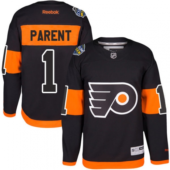 Men's Reebok Philadelphia Flyers #1 Bernie Parent Premier Black 2017 Stadium Series NHL Jersey - Ujersey