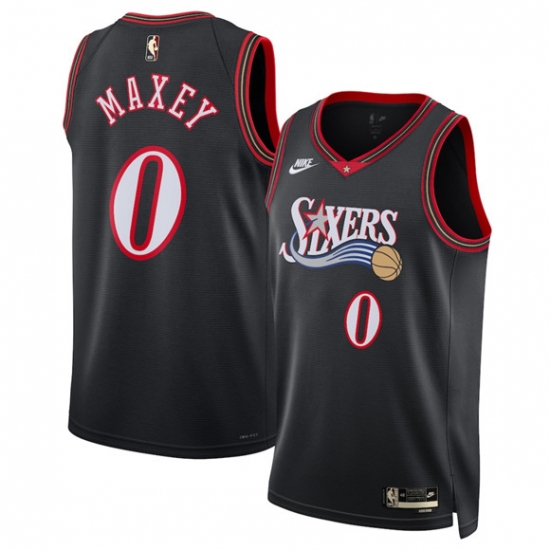 Men's Philadelphia 76ers #0 Tyrese Maxey Black 2025 Classic Edition Stitched Jersey - Ujersey