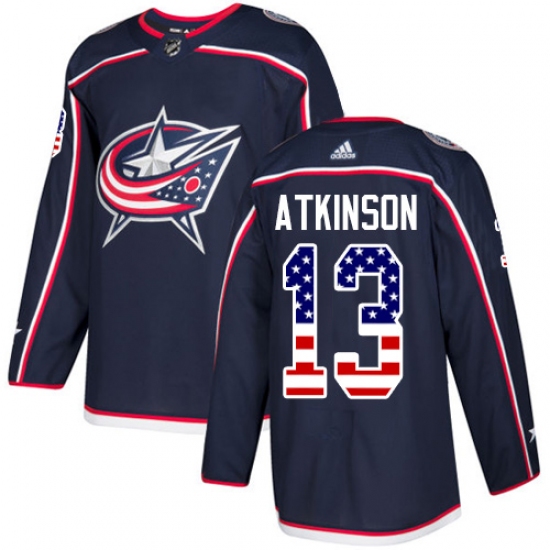 Youth Adidas Columbus Blue Jackets #13 Cam Atkinson Authentic Navy Blue USA Flag Fashion NHL Jersey - Ujersey