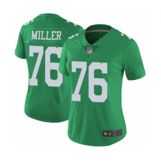 Women's Philadelphia Eagles #76 Shareef Miller Limited Green Rush Vapor Untouchable Football Jersey - Ujersey