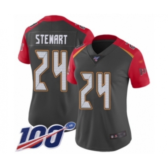 Women's Tampa Bay Buccaneers #24 Darian Stewart Limited Gray Inverted Legend 100th Season Football Jersey - Ujersey