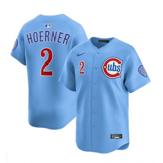 Men's Chicago Cubs #2 Nico Hoerner Blue 2024-25 2nd Alternate Limited Stitched Baseball Jersey - Ujersey