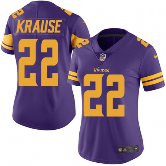 Women's Nike Minnesota Vikings #22 Paul Krause Elite Purple Rush Vapor Untouchable NFL Jersey - Ujersey