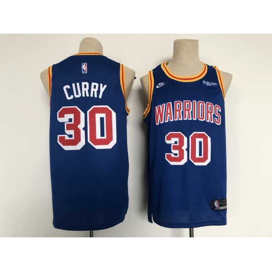 Men's Nike Golden State Warriors #30 Stephen Curry Blue Stitched Basketball Jersey - Ujersey