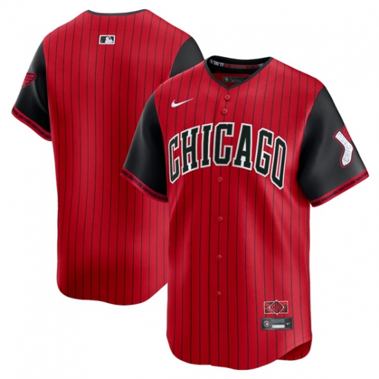 Men's Chicago White Sox Blank Red Black 2025 City Connect Limited Stitched Baseball Jersey - Ujersey