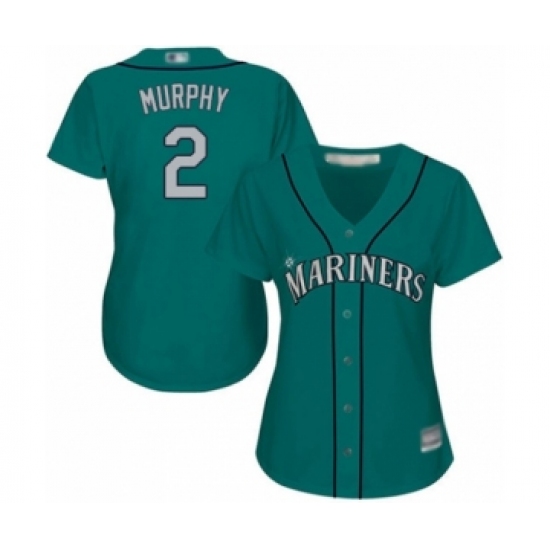 Women's Seattle Mariners #2 Tom Murphy Authentic Teal Green Alternate Cool Base Baseball Player Jersey - Ujersey