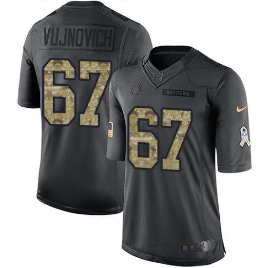 Men's Nike Indianapolis Colts #67 Jeremy Vujnovich Limited Black 2016 Salute to Service NFL Jersey - Ujersey