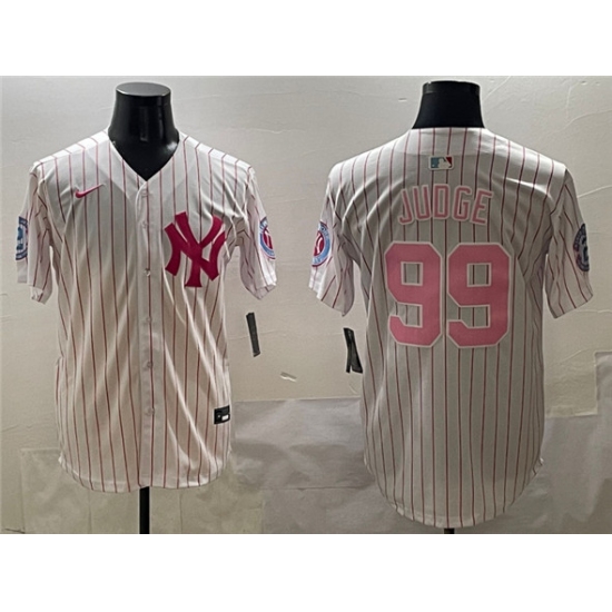 Men's New York Yankees #99 Aaron Judge Pink With Limited Stitched Baseball Jersey