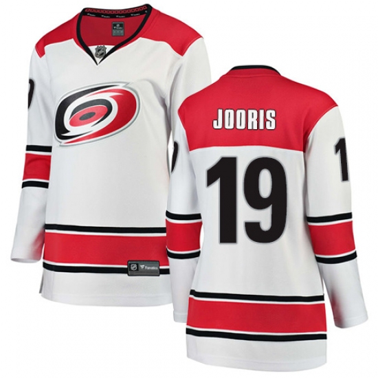 Women's Carolina Hurricanes #19 Josh Jooris Authentic White Away Fanatics Branded Breakaway NHL Jersey - Ujersey
