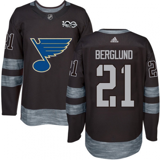 Men's Adidas St. Louis Blues #21 Patrik Berglund Authentic Black 1917-2017 100th Anniversary NHL Jersey - Ujersey