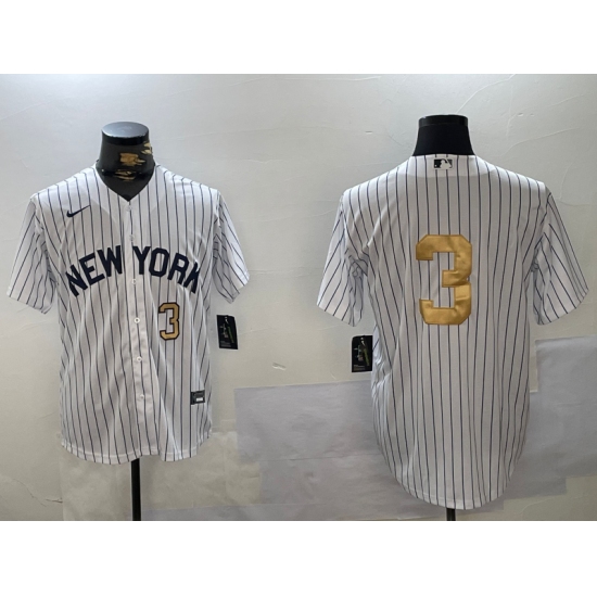 Men's New York Yankees #3 Babe Ruth White Pinstripe Without Name Fashion Cool Base Jerseys