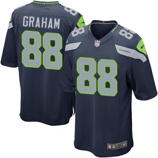Men's Nike Seattle Seahawks #88 Jimmy Graham Game Steel Blue Team Color NFL Jersey - Ujersey