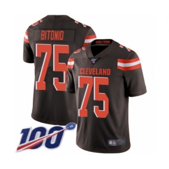 Men's Cleveland Browns #75 Joel Bitonio Brown Team Color Vapor Untouchable Limited Player 100th Season Football Jersey - Ujersey