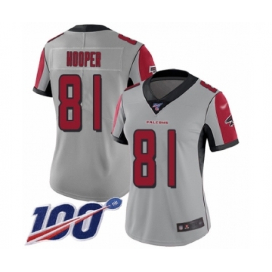 Women's Atlanta Falcons #81 Austin Hooper Limited Silver Inverted Legend 100th Season Football Jersey - Ujersey
