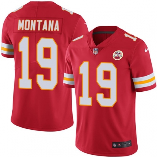 Youth Nike Kansas City Chiefs #19 Joe Montana Red Team Color Vapor Untouchable Limited Player NFL Jersey - Ujersey